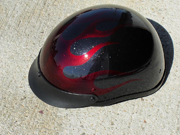 Burgundy ghost flame half helmet