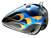 Classic Flames on motorcycle tanks